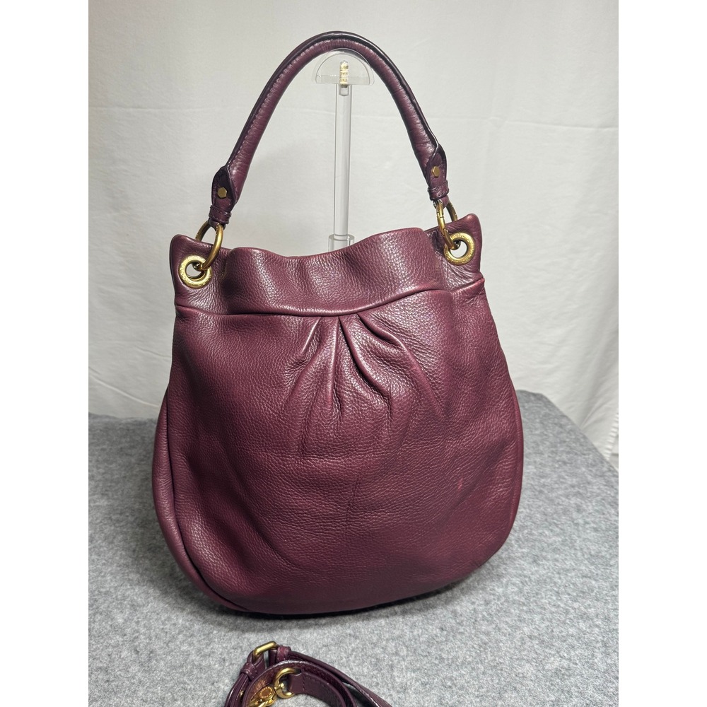 Marc Jacobs Classic Q Hillier Hobo Bag Purse Burgundy Leather - Picture 5 of 15